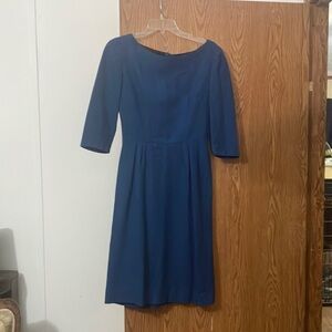 Vintage Handmade 1950s Blue Wool Dress